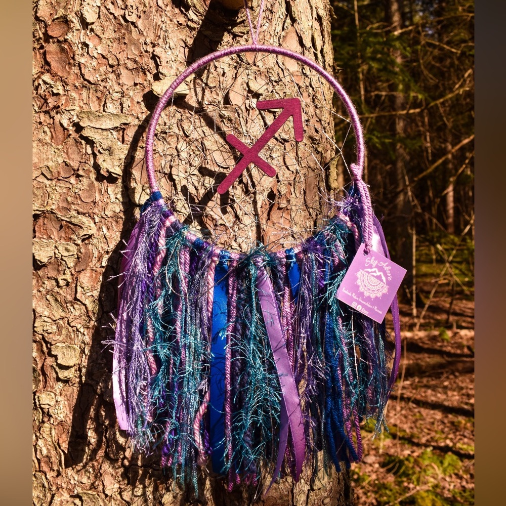Sagittarius Zodiac Purple and Blue Dreamcatcher